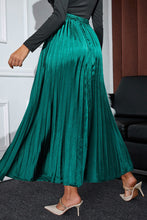 Load image into Gallery viewer, Blackish Green Satin Elastic Waist Pleated Maxi Skirt
