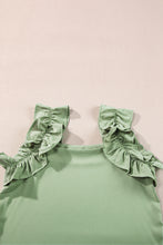 Load image into Gallery viewer, Smoke Green Plain Ruffle Trim Sleeveless Blouse
