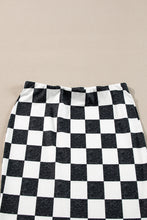Load image into Gallery viewer, White Checkered Print Side Slit Slim Fit Midi Skirt
