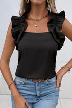 Load image into Gallery viewer, Smoke Green Plain Ruffle Trim Sleeveless Blouse
