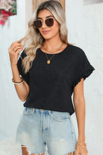 Load image into Gallery viewer, Light Pink Solid Textured Frill Cuffs Short Sleeve Blouse
