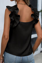 Load image into Gallery viewer, Smoke Green Plain Ruffle Trim Sleeveless Blouse
