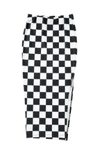 Load image into Gallery viewer, White Checkered Print Side Slit Slim Fit Midi Skirt
