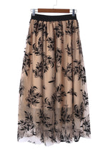 Load image into Gallery viewer, Apricot Floral Leaves Embroidered High Waist Maxi Skirt
