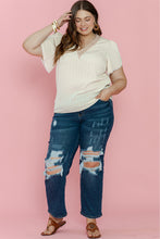 Load image into Gallery viewer, Beige Contrast Guipure Lace Petal Sleeve Plus Size Blouse
