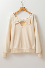 Load image into Gallery viewer, Black Bowknot Plain Round Neck Sweatshirt
