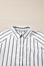 Load image into Gallery viewer, Black Stripe Chest Pocket Buttoned Oversized Shirt
