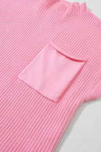 Load image into Gallery viewer, Oatmeal Patch Pocket Ribbed Knit Short Sleeve Sweater
