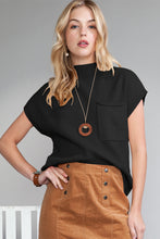 Load image into Gallery viewer, Oatmeal Patch Pocket Ribbed Knit Short Sleeve Sweater
