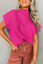 Load image into Gallery viewer, Oatmeal Patch Pocket Ribbed Knit Short Sleeve Sweater
