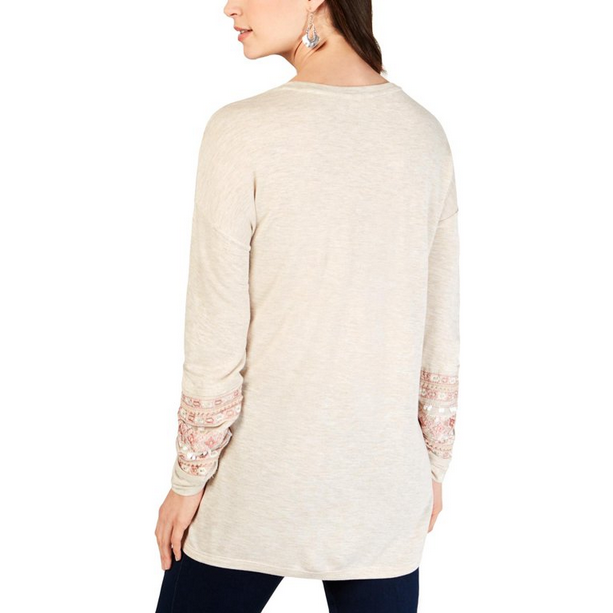 Style & Co. -Embellished & Embroidered Long Sleeve Tee