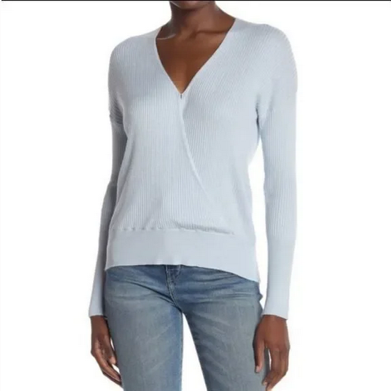 Elodie - Solid Ribbed Knit V-Neck Top