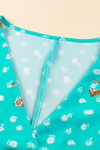 Load image into Gallery viewer, Green Cheetah Daisy Print V Neck Short Sleeve Plus Size Top
