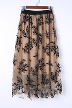 Load image into Gallery viewer, Apricot Floral Leaves Embroidered High Waist Maxi Skirt
