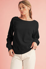 Load image into Gallery viewer, Black Bowknot Plain Round Neck Sweatshirt
