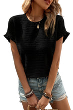 Load image into Gallery viewer, Light Pink Solid Textured Frill Cuffs Short Sleeve Blouse
