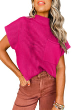 Load image into Gallery viewer, Oatmeal Patch Pocket Ribbed Knit Short Sleeve Sweater
