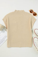 Load image into Gallery viewer, Oatmeal Patch Pocket Ribbed Knit Short Sleeve Sweater
