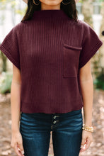 Load image into Gallery viewer, Oatmeal Patch Pocket Ribbed Knit Short Sleeve Sweater

