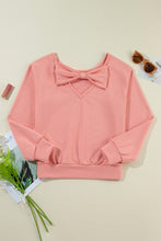 Load image into Gallery viewer, Black Bowknot Plain Round Neck Sweatshirt
