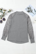 Load image into Gallery viewer, Black Basic Crew Neck Dressy Striped Mesh Long Sleeve Top
