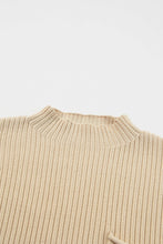 Load image into Gallery viewer, Oatmeal Patch Pocket Ribbed Knit Short Sleeve Sweater
