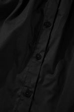 Load image into Gallery viewer, Black Ruched Puff Sleeve Loose Buttoned Up Blouse
