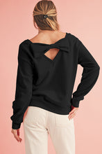 Load image into Gallery viewer, Black Bowknot Plain Round Neck Sweatshirt
