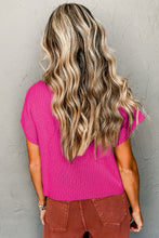 Load image into Gallery viewer, Oatmeal Patch Pocket Ribbed Knit Short Sleeve Sweater
