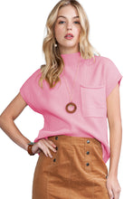 Load image into Gallery viewer, Oatmeal Patch Pocket Ribbed Knit Short Sleeve Sweater
