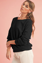 Load image into Gallery viewer, Black Bowknot Plain Round Neck Sweatshirt
