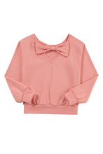 Load image into Gallery viewer, Black Bowknot Plain Round Neck Sweatshirt
