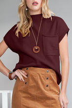 Load image into Gallery viewer, Oatmeal Patch Pocket Ribbed Knit Short Sleeve Sweater
