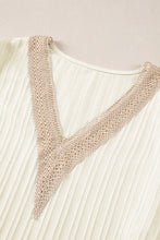 Load image into Gallery viewer, Beige Contrast Guipure Lace Petal Sleeve Plus Size Blouse
