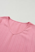 Load image into Gallery viewer, Peach Blossom Ruffled Short Sleeve V Neck Textured Blouse
