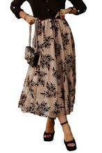 Load image into Gallery viewer, Apricot Floral Leaves Embroidered High Waist Maxi Skirt
