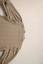 Load image into Gallery viewer, Taupe Textured Ruched Puff Sleeve Mock Neck Top
