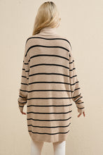 Load image into Gallery viewer, Black Stripe Side Pockets Open Front Cardigan
