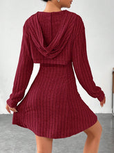 Load image into Gallery viewer, Wide Strap Dress and Long Sleeve Hooded Top Set
