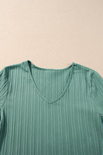 Load image into Gallery viewer, Peach Blossom Ruffled Short Sleeve V Neck Textured Blouse
