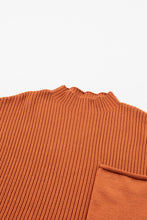 Load image into Gallery viewer, Oatmeal Patch Pocket Ribbed Knit Short Sleeve Sweater
