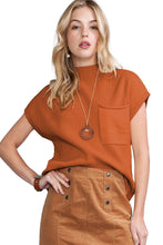 Load image into Gallery viewer, Oatmeal Patch Pocket Ribbed Knit Short Sleeve Sweater
