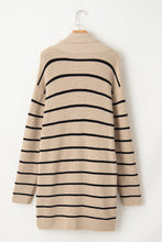 Load image into Gallery viewer, Black Stripe Side Pockets Open Front Cardigan
