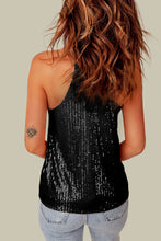 Load image into Gallery viewer, Black Sexy Contrast Spaghetti Strap Sequin Camisole

