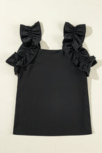 Load image into Gallery viewer, Smoke Green Plain Ruffle Trim Sleeveless Blouse
