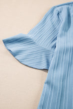 Load image into Gallery viewer, Peach Blossom Ruffled Short Sleeve V Neck Textured Blouse
