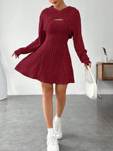 Load image into Gallery viewer, Wide Strap Dress and Long Sleeve Hooded Top Set
