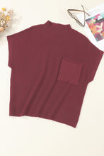 Load image into Gallery viewer, Oatmeal Patch Pocket Ribbed Knit Short Sleeve Sweater
