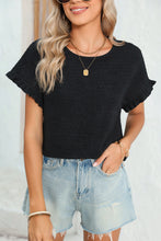 Load image into Gallery viewer, Light Pink Solid Textured Frill Cuffs Short Sleeve Blouse

