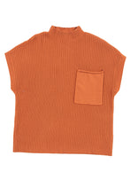 Load image into Gallery viewer, Oatmeal Patch Pocket Ribbed Knit Short Sleeve Sweater
